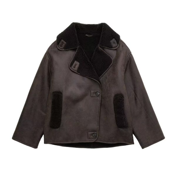 Fur Collared Double-Sided Jacket - Women's Overcoat