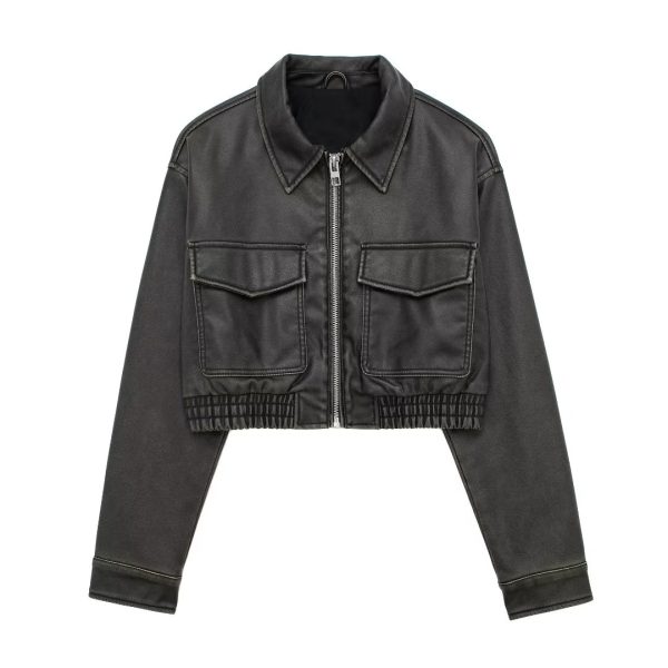 Comfort Collared Faux Leather Jacket - Winter Chic