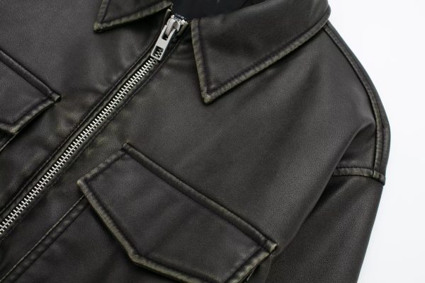 Comfort Collared Faux Leather Jacket - Winter Chic