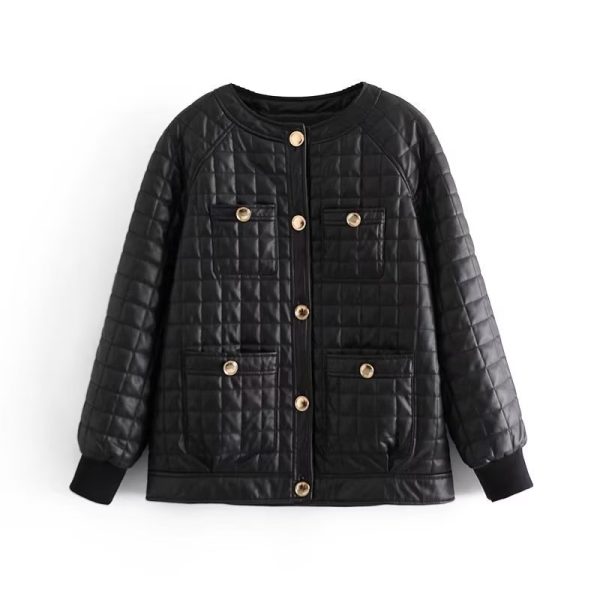 Logo Metal Plaid Quilted Jacket - Autumn/Winter Style