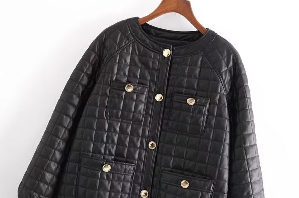 Logo Metal Plaid Quilted Jacket - Autumn/Winter Style