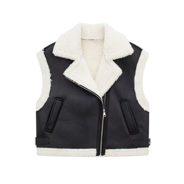 Korean Loose Wool Vest - Faux Shearling Jacket