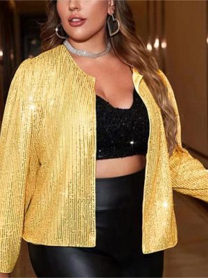 Sequined Plus Size Jacket - Spring