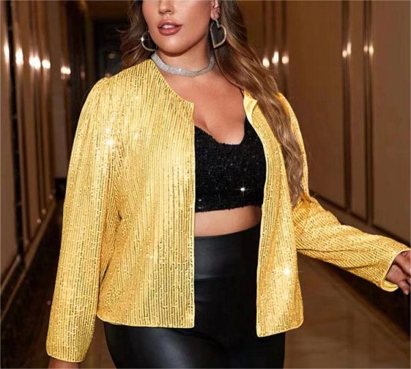 Sequined Plus Size Jacket - Spring