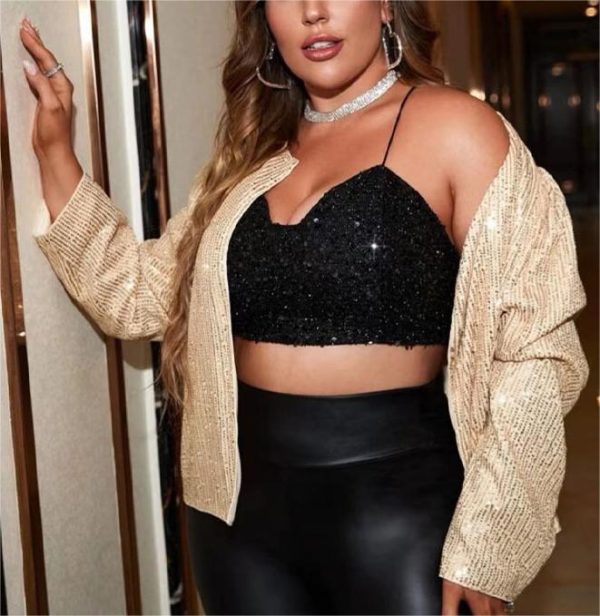 Sequined Plus Size Jacket - Spring