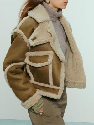 Artificial Blend Shearling Jacket - Winter Warmth