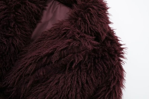 Autumn Fur-Effect Polo Collar Jacket - Casual Elegance