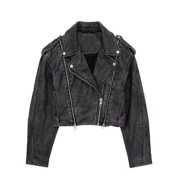 Distressed Faux Leather Moto Jacket - Edgy Chic