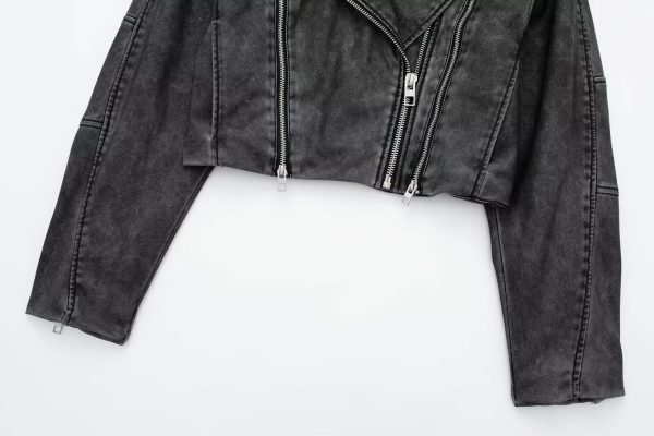 Distressed Faux Leather Moto Jacket - Edgy Chic