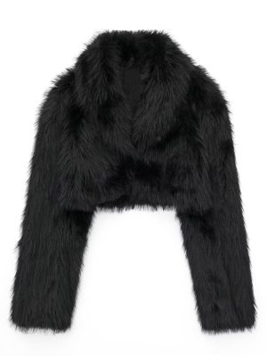 Autumn Fur-Effect Polo Collar Jacket - Casual Elegance