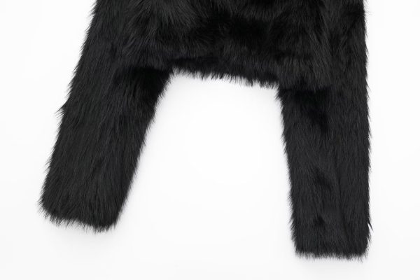 Autumn Fur-Effect Polo Collar Jacket - Casual Elegance