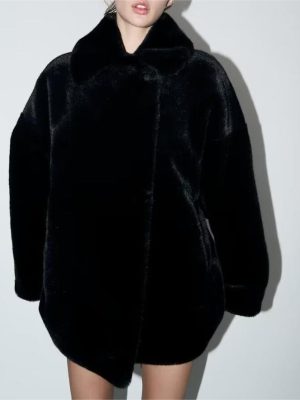 Loose Black Winter Jacket - Women's Fashion