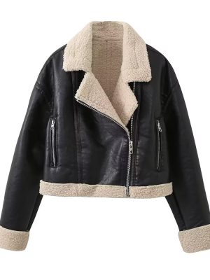 Sexy Collared Fur Coat Women's Winter Faux Leather Jacket