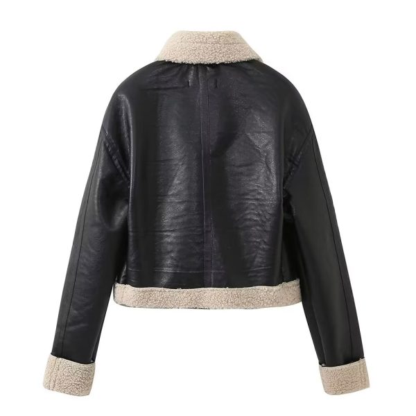 Sexy Collared Fur Coat Women's Winter Faux Leather Jacket