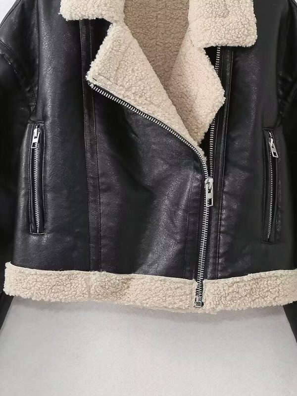 Sexy Collared Fur Coat Women's Winter Faux Leather Jacket