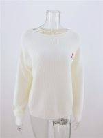 Autumn Winter Loose Solid Color Pullover Chest Love Sweater Round Neck Sweater For Women