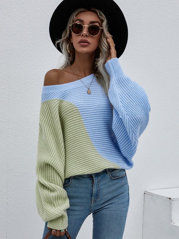 Color-Block Batwing Sleeve Sweater