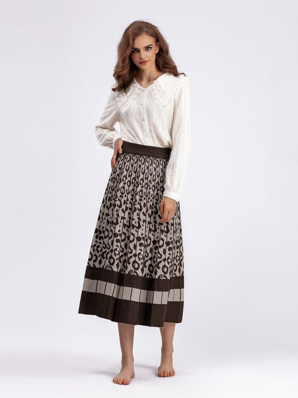 Vintage Leopard Print A-Line Skirt