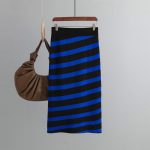 Oblique Striped Slim Fit Knit Skirt