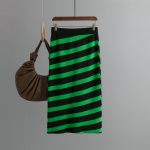 Oblique Striped Slim Fit Knit Skirt