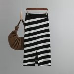 Oblique Striped Slim Fit Knit Skirt