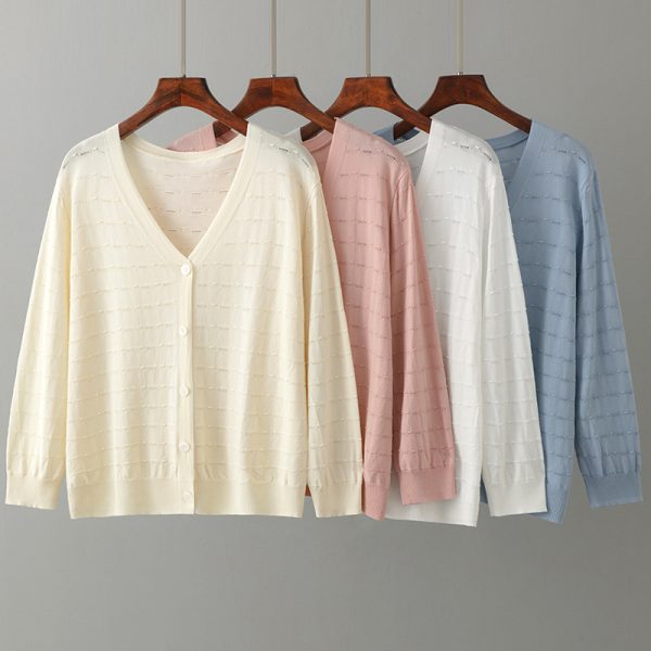 Ice Silk Knit Cardigan & Skirt Set