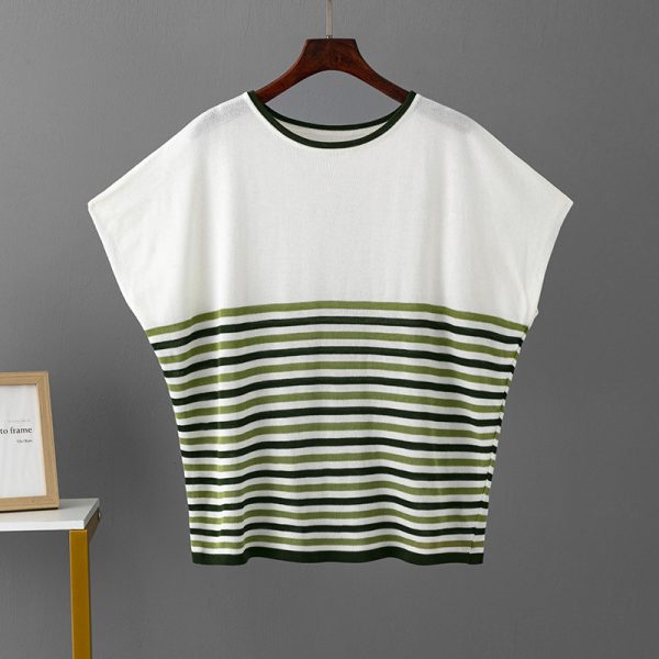 Ice Silk Stripes Batwing T-Shirt