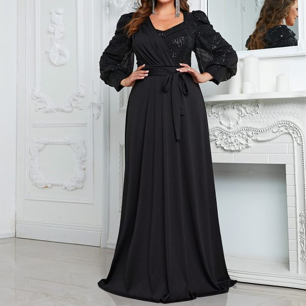 Sequined Plus Size Formal Maxi Dress