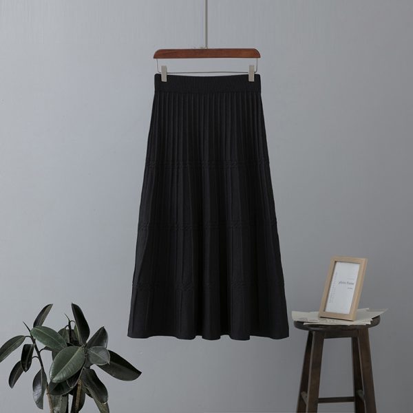 Woolen A-Line Pleated Skirt