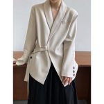 Loose Drape Lace-Up Blazer | Collar Style