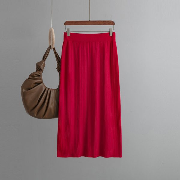 Elegant Back-Slit Wool Skirt for Autumn