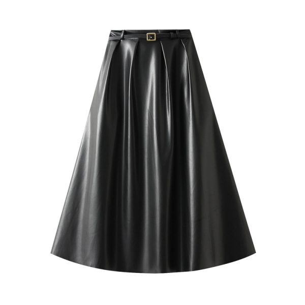 Retro Hong Kong Faux Leather Skirt