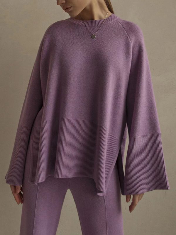 Winter Flare Sleeve Knit Suit: Cozy Elegance
