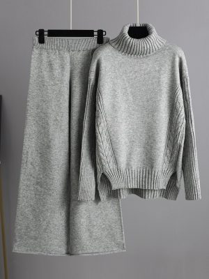 Lazy Wind Turtleneck Sweater Suit