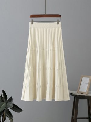 Woolen A-Line Pleated Skirt