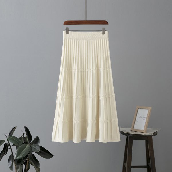 Woolen A-Line Pleated Skirt