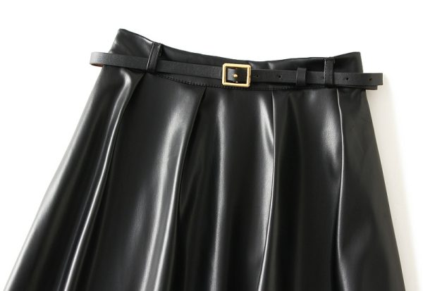 Retro Hong Kong Faux Leather Skirt