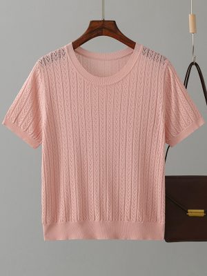 Summer Slim Fit Cutout Knit Tee