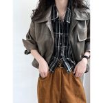 Elegant Brown Faux Leather Coat | Fall Motorcycle Jacket