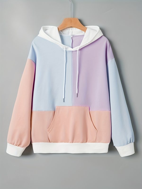 Loose Hooded Sweatshirt - Color Matching Style
