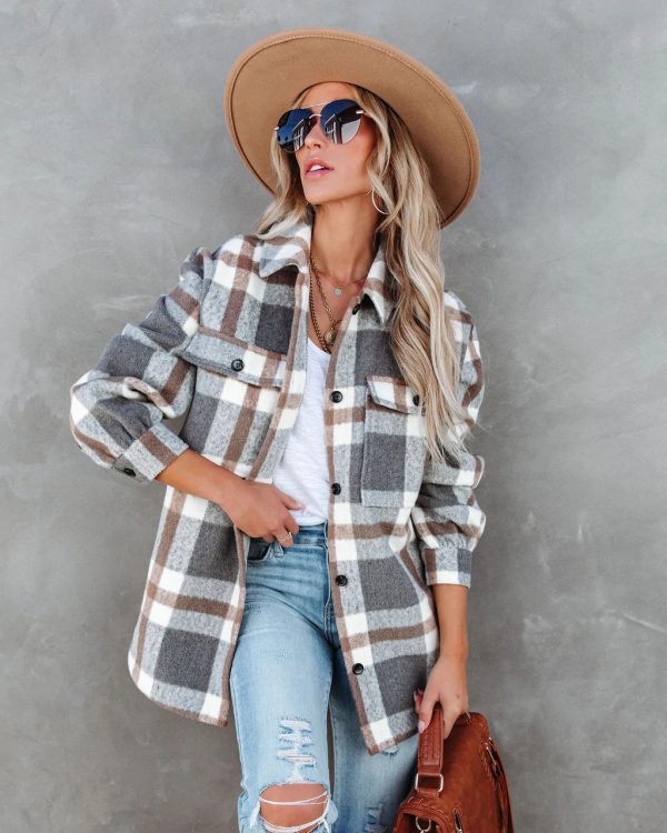 Plaid Brushed Collared Jacket