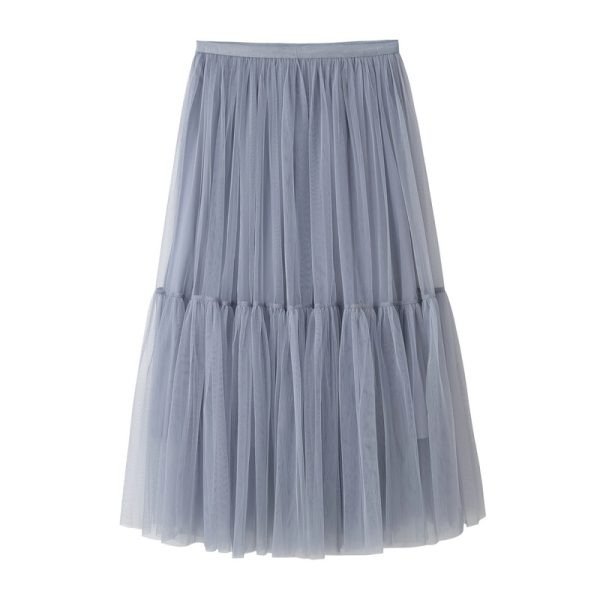 Pleated Mesh Swing Skirt for Women's Spring & Summer Elegance