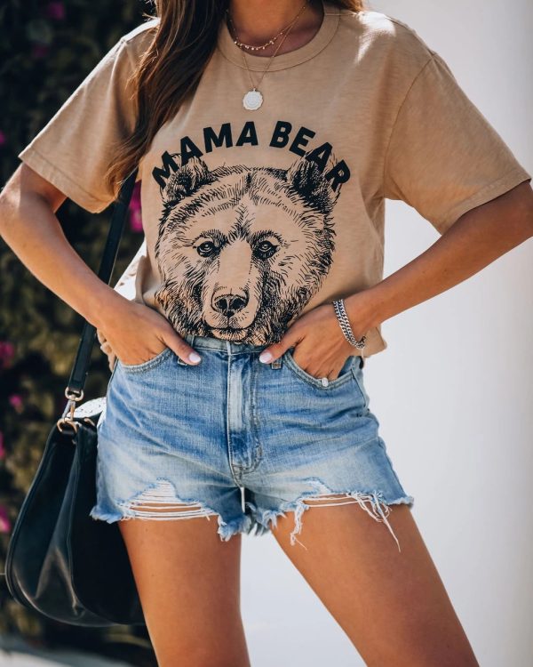 Mom Bear Graphic Print Casual T-shirt