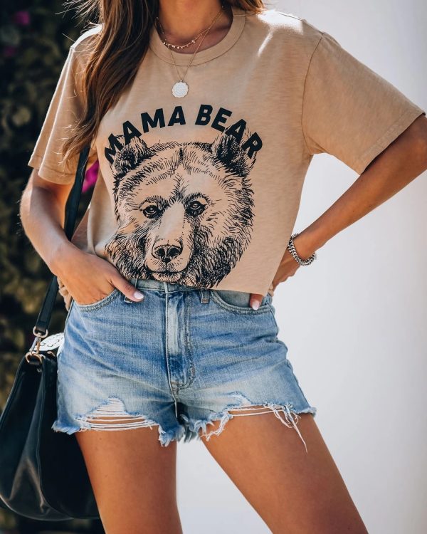 Mom Bear Graphic Print Casual T-shirt