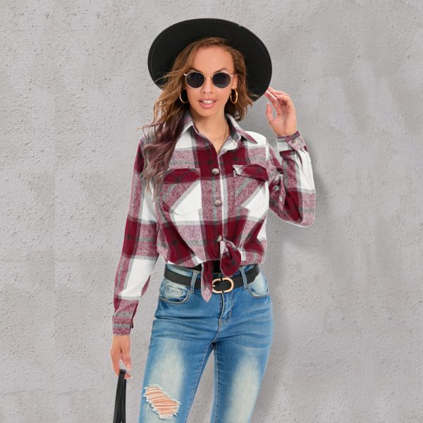 Women's Plaid Button Shirt Jacket