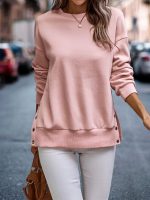 Buttoned Slit Neck Sweater: Winter Casual Style