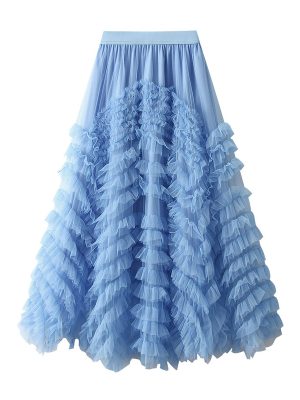 High-End Mesh Swing Tiered Dress
