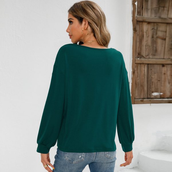 nd Neck Button Long Sleeve Top: Casual Comfort