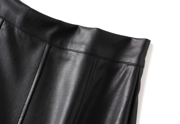 Autumn-Winter High Waist Retro Leather Skirt