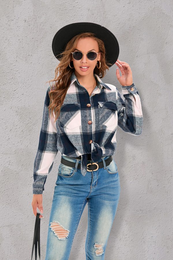 Women's Plaid Button Shirt Jacket